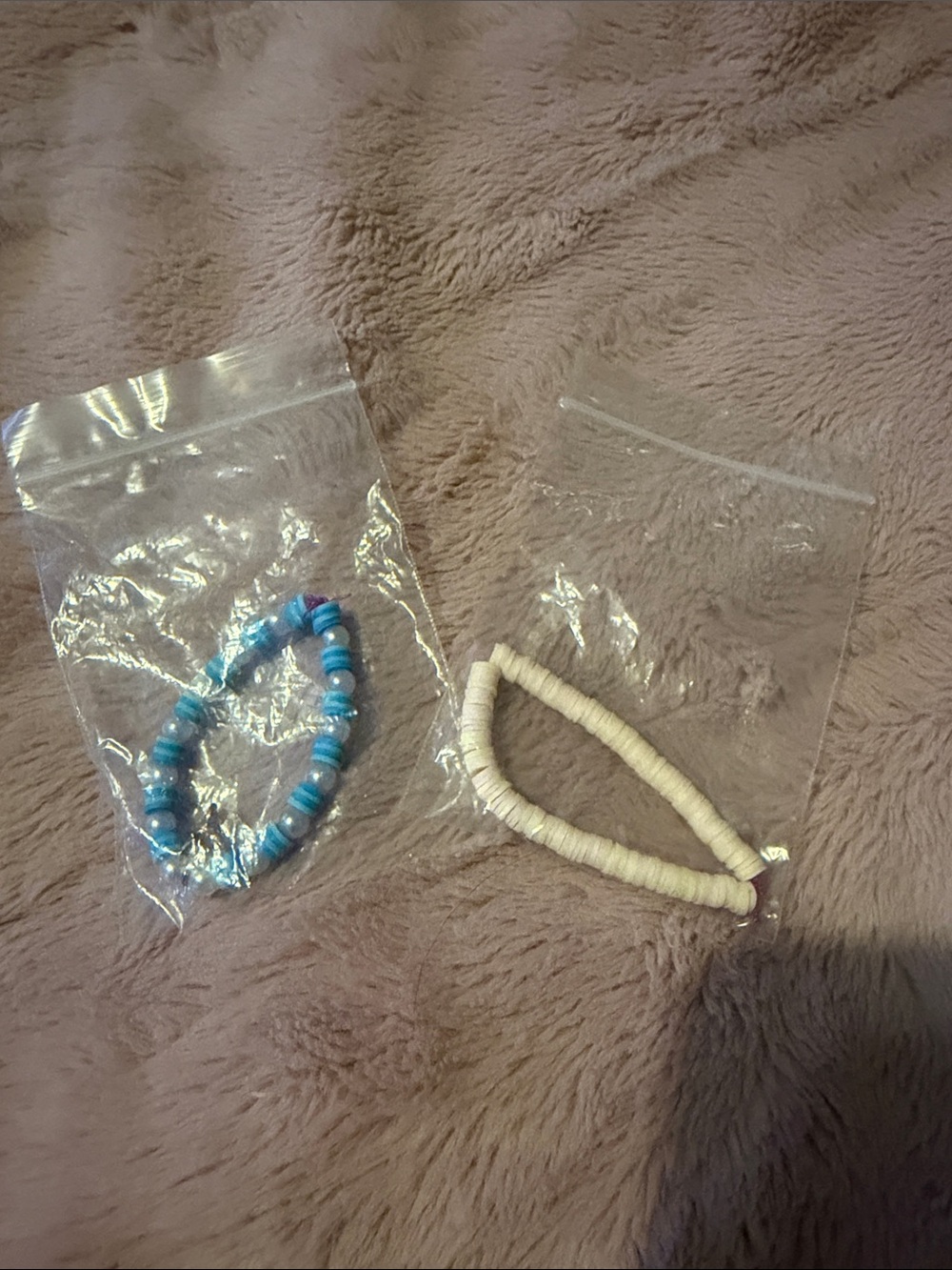 Kids Beaded Friendship Bracelets - Blue & Cream